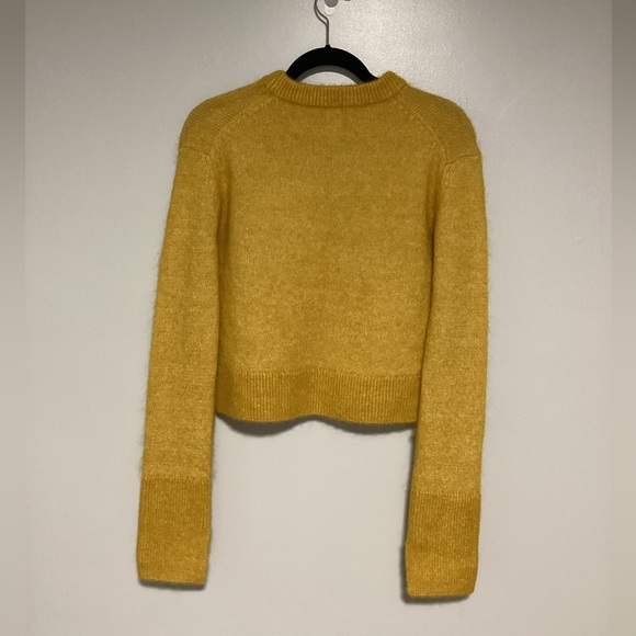 H&M Sweater Women Wool Blend Size S Cropped Long Sleeves Fall Yellow - Picture 4 of 8